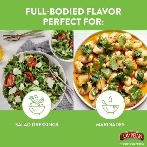 Pompeian Easy Squeeze, Robust Extra Virgin Olive Oil, First Cold Pressed, Full-Bodied Flavor, Mess Free, Perfect For Salad Dressings & Marinades, 25.4 Fl Oz., Single Squeeze Bottle - Pack of 2