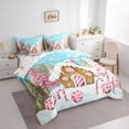 thumbnail image 3 of Feelyou Christmas Lollipop Kids Bedding Comforter Set 7 Pieces, Winter Rustic Cabin Full Bedding Set, Pink Xmas Tree Reversible Fitted Sheet Flat Sheet, Super Cozy Room Decor, 3 of 7