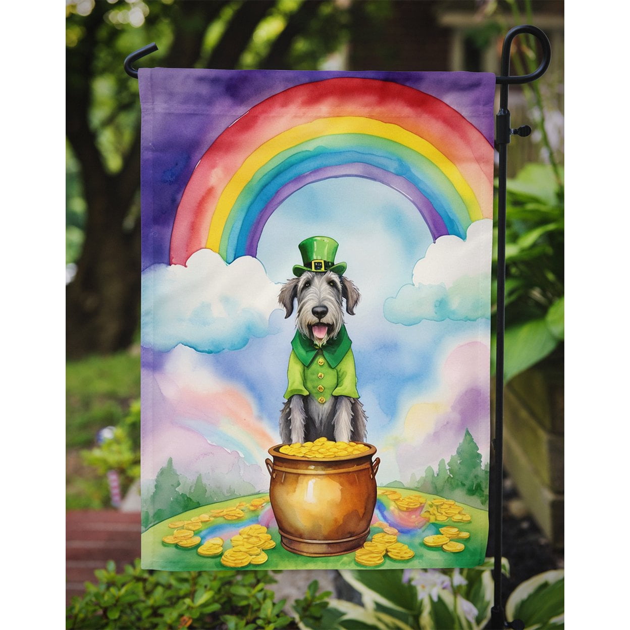 Irish Wolfhound St Patrick's Day Garden Flag 11.25 in x 15.5 in