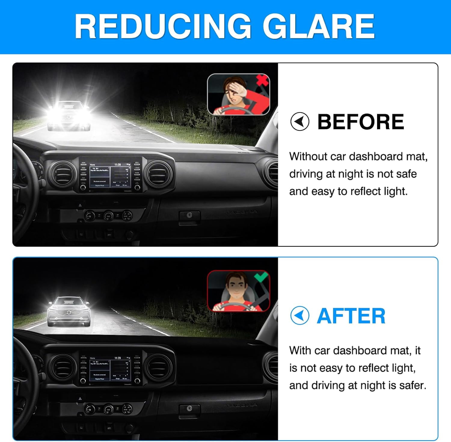 Canvcle Dashboard Cover Mat for 2016-2021 2022 2023 Toyota Tacoma Accessories Dash Cover Upgrade Velvet Dash Mat Sunshade Glare UV Rays Protector