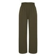 thumbnail image 3 of AKEGAMN Linen Palazzo Pants High Waist Wide Leg Summer Casual Beach Trousers, Green S-3XL, 3 of 4