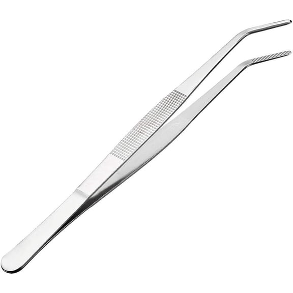 MT 12" Stainless Steel Food Tongs with Serrated Tips, Silver, 1-Count