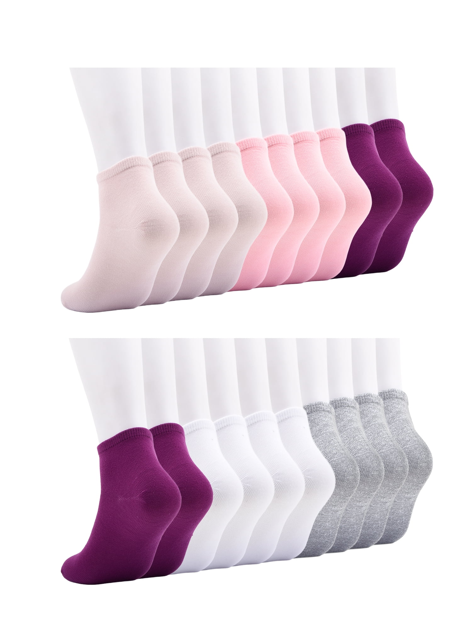No Boundaries Women's Ankle Cut Socks, 20 Pack, Shoe Size 4-10