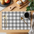 thumbnail image 2 of Gray Buffalo Check Plaid Placemats Set of 6 Farmhouse Style Place Mats Table Mats Kitchen Dining Home Outdoor Party Table Decoration, 2 of 9
