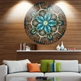 thumbnail image 2 of Brown Blue Fractal Flower' Floral Disc Metal Wall Art, 2 of 4