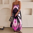 thumbnail image 2 of Vestido largo de moda para mujer con tirantes finos y ribete en contraste, vestidos largos sin mangas para vacaciones, vestidos largos con estampados de Halloween, 2 of 4