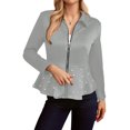 thumbnail image 5 of Women's Plus Size Heavy-Duty Beaded Jacket - Fashion Elegant Solid Color, Gray, XXXXXL, 5 of 5