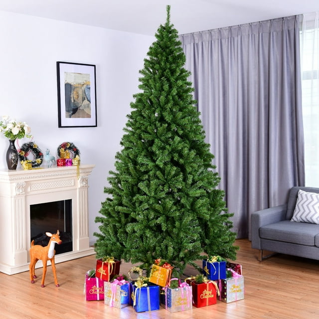 Costway Árbol de Navidad de PVC de 270 cm, 2132 puntas, patas de metal macizo con bisagras