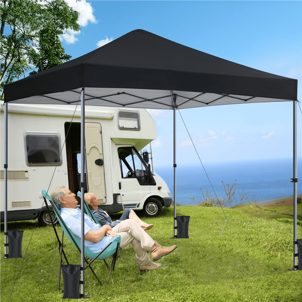 Alden Design 10x10FT Pop-up Canopy with One-Push-To-Lock Setup Mechanism for Outdoor, Black