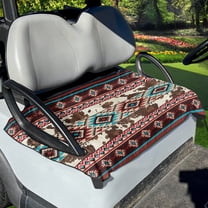 Renewold Golf Cart Seat Cover Portable Golf Cart Seat Blanket Easy to Install Suitable for 2/4 Person Seats Club Car Golf Cart, American Tribal Brown Cow Print