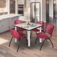 thumbnail image 2 of Regency 48 in Square Breakroom Table- Maple Top, Chrome Legs, 4 M Stack Chairs- Burgundy, 2 of 8