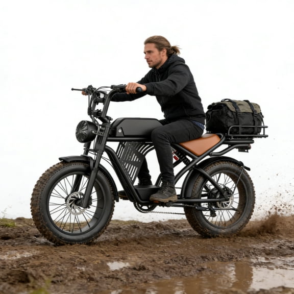 ASKGO Electric Bike for Adult, 2200W Peak Electric Dirt Bike, 100 Miles, 7 Speed Electric Motorcycle, 48V Removable Battery, 20" Fat Tire Off Road Ebike, Full Suspension Ebike for Snow/Beach/Mountain