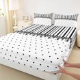 thumbnail image 5 of Castle Fairy Minimalism Vertical Band Queen Sheets 4 Pieces,Retro Lace Edge Queen Sheet Sets,Black White,1 Flat Sheet, 1 Fitted Sheet and 2 Pillowcases, 5 of 7