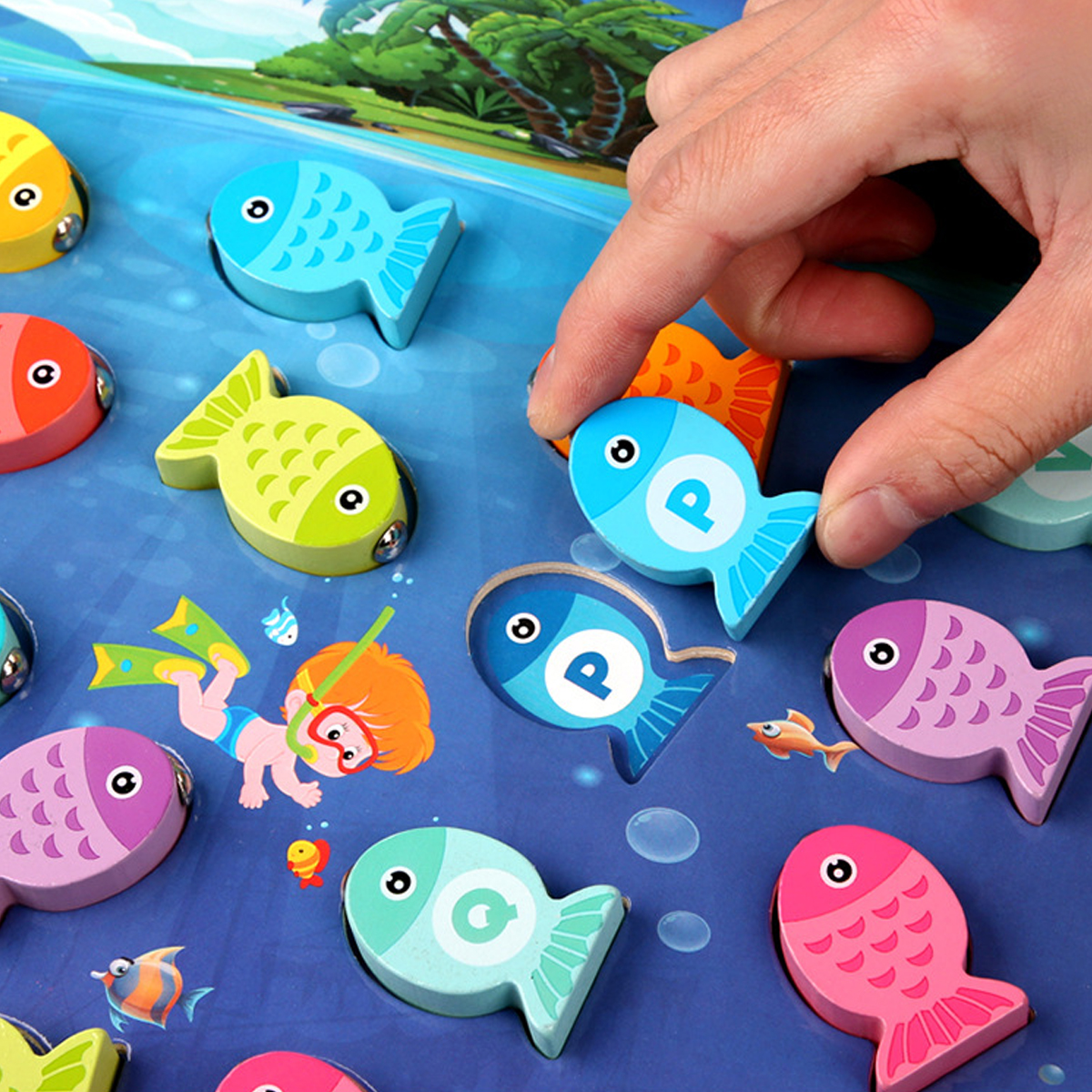Djeco Wooden Magnetic Fishing Colour Game