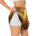 thumbnail image 1 of Balery Sunflower Sunset Rainfall Pantalones cortos deportivos para mujer con forro y dos bolsillos, elásticos, para entrenamiento, gimnasio, yoga-XX-Large, 1 of 7
