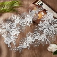 thumbnail image 4 of Flower Pattern Polyester Embroidered Lace Appliques Sewing Ornaments DIY Costume Accessories Snow 450x245x1mm, 4 of 7