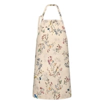 Pioneer Flower Floral Print Pattern Apron-Garden Aprons for Women with Pockets-Cotton Linen Waterproof Kitchen Cooking Gardening Aprons Adjustable for Kitchen,Cooking,BBQ and Salon 33x27 Inch