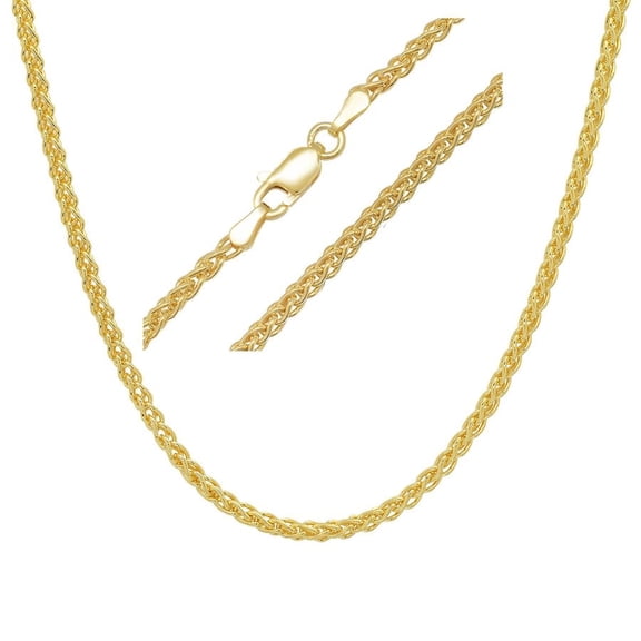 Unisex Italian 14k Gold Over Silver Foxtail Wheat Chain - 18"-24"