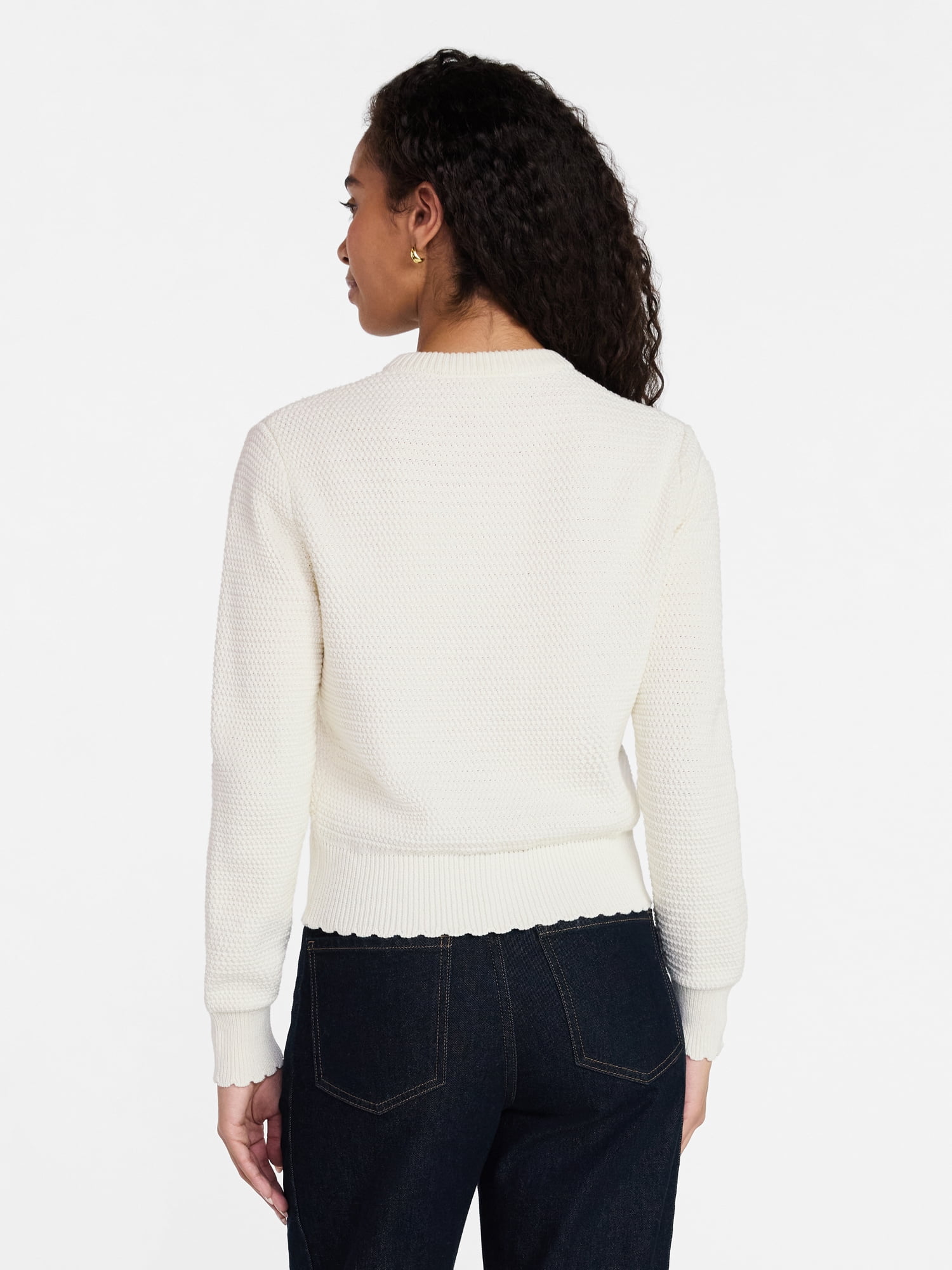Time and Tru Women's Button Front Textured Cardigan, Sizes XS-XXXL