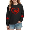 thumbnail image 2 of JUSLIO Girls Shirts Cotton Soft Breathable Long Sleeve Shirts,Red Heart Maple Leaf Print Unisex Boys Girls Black Shirts, 2 of 8