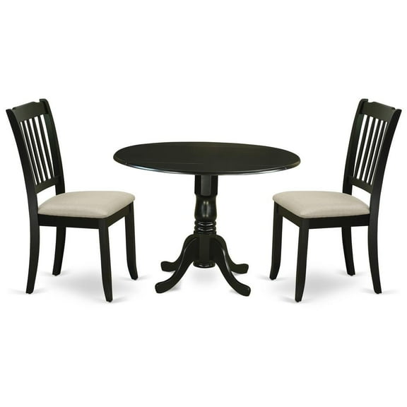 East West Furniture Dublin Wood Dining Set with Fabric Seat in Black