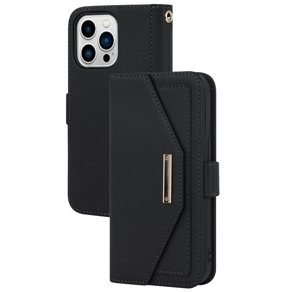 Case For IPhone 16Pro Max/16 Plus/16 Pro/16, Shoulder Strap Wallet Cover Card Slot Stand Case Magnetic Flip Leather Shell