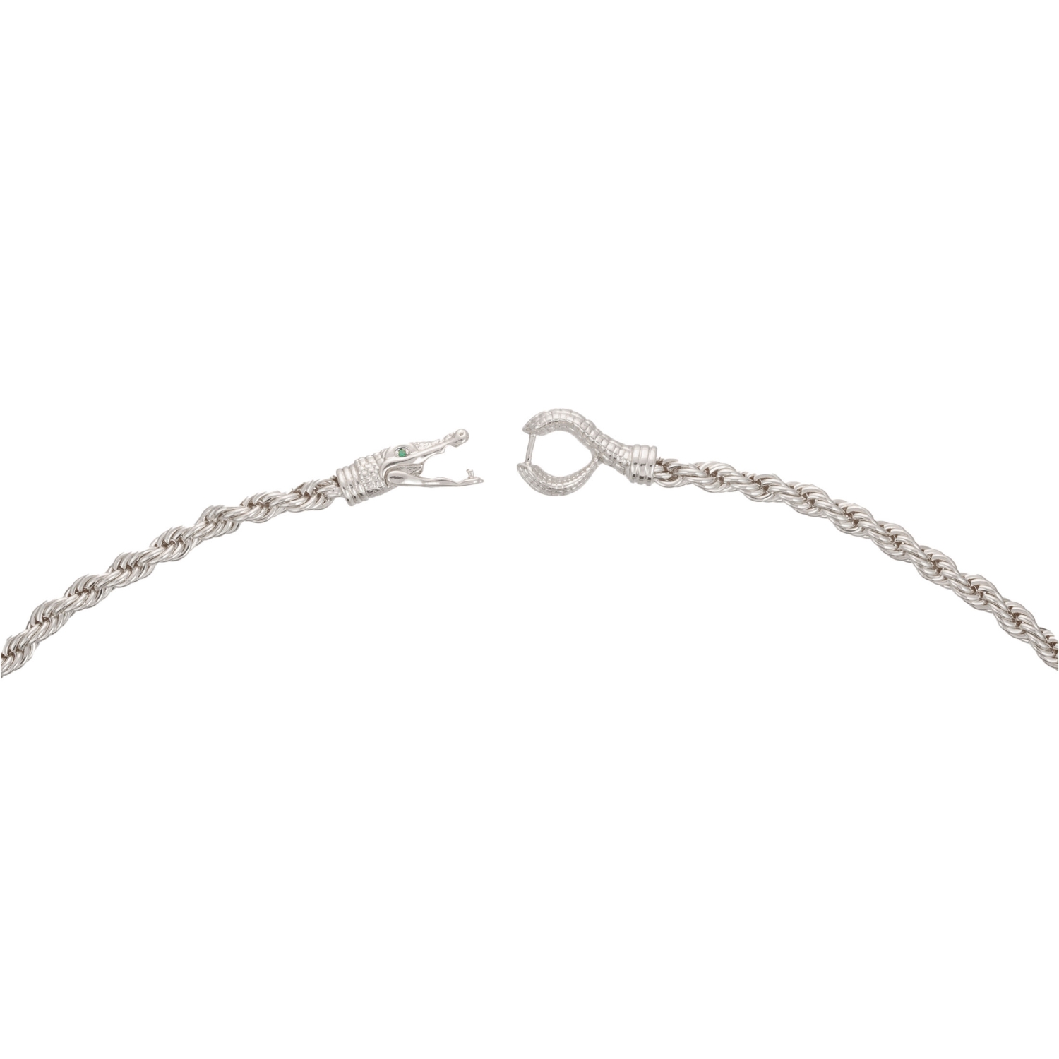 Bella by Thorne Croc Clasp Closure Rope Chain Adult Bracelet, Silver, (Unisex)