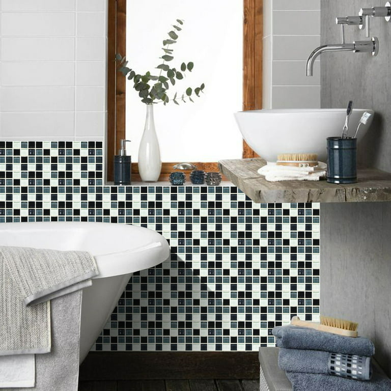 10pcs Blue Purple Marble Self-adhesive Bathroom Kitchen Wall Stair Tile  Sticker