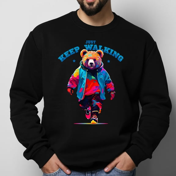 Just Keep Walking Design Oversized Sweatshirt Long Sleeves, Women’s,Sizes S-2XL