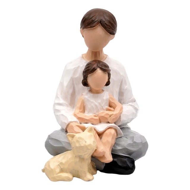 Figura de resina pintada a mano de niña abrazando a un caballo, con las manos unidas, ángel o estatua familiar. Regalos sentimentales para mujeres.