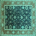 thumbnail image 1 of Ahgly Company Indoor Square Oriental Turquoise Blue Industrial Area Rugs, 3' Square, 1 of 4