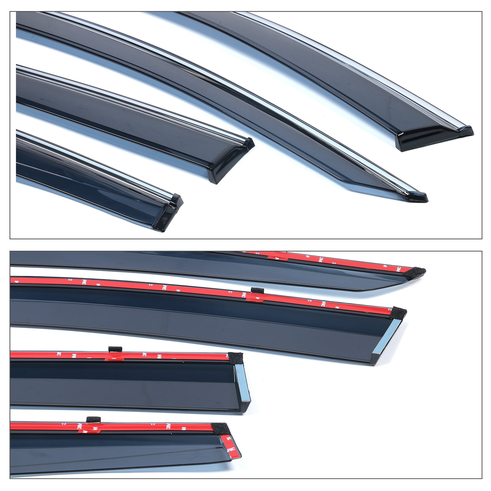 Ikon Motorsports Compatible with 17-22 Honda CRV Polycarbonate Window Visors Vent Windshield Deflector Rain Guard W/ Chrome Trim 4Pc Set Outside Mount 2017