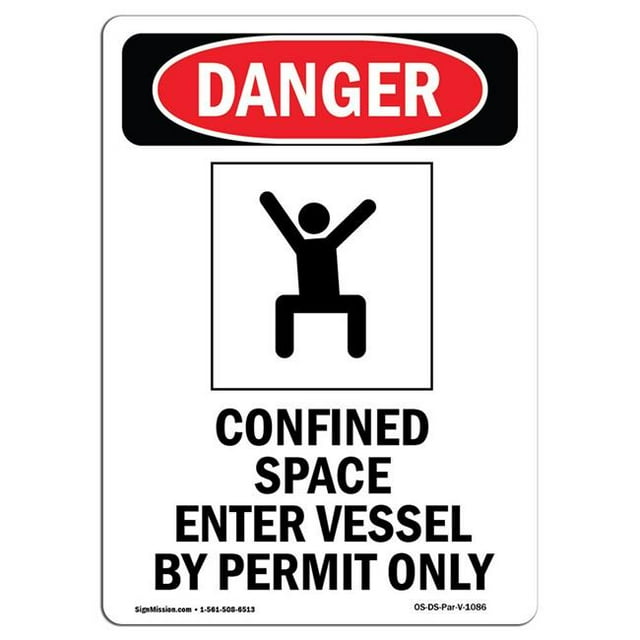 SignMission OS-DS-A-1218-V-1086 Panneau de Danger OSHA 12 x 18 Po. - Espace Confiné