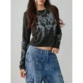 thumbnail image 3 of SUNSIOM T-Shirt Décontracté pour Femmes, Col Rond Manches Longues Motif Totem Vintage Haut de Base Tee Extérieur, 3 of 6