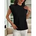 thumbnail image 6 of Women'S Crew Neck Sleeveless Sweater Vest Casual Cap Sleeve Knit Pullover Tank Tops Black L, 6 of 9