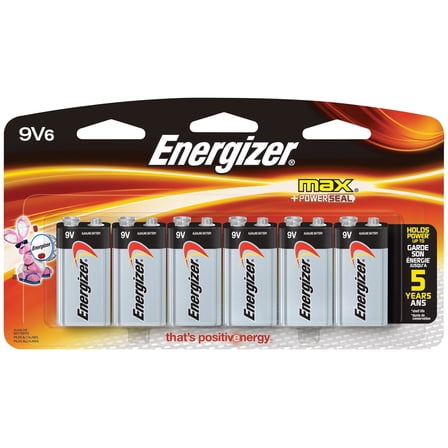 Energizer MAX Alkaline 9 Volt Batteries, 6 Pack