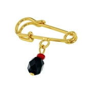Gold Plated Simulated Azabache Simple Protection Amulet Pin Brooch for Babies