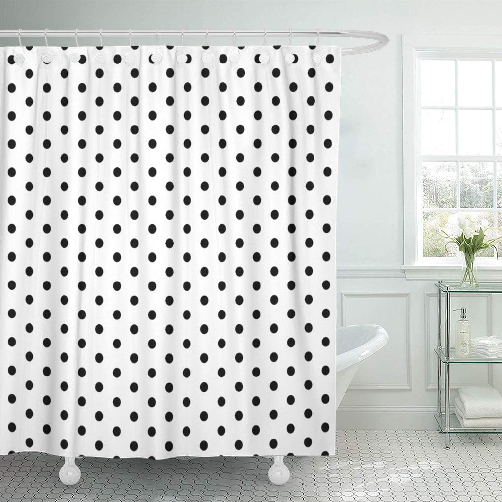 SUTTOM Dotted Polka Dot Black and White Pattern Spots Modern Shower