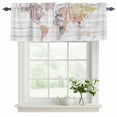 thumbnail image 2 of 2 Pack Valances for Windows, World Map Window Valances for Living Room/Bedroom/Bathroom, Farmhouse Abstract Illustration Wooden Grain Light Filtering Kitchen Curtain Valance 42"W x18" L, 2 of 9