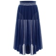 thumbnail image 6 of TSSOE 2-piece Lyrical Dance Outfits for Girls Sequined Long Sleeve T-shirt with Chiffon Skirt for Figure Skating Ballet Navy Blue 12, 6 of 7