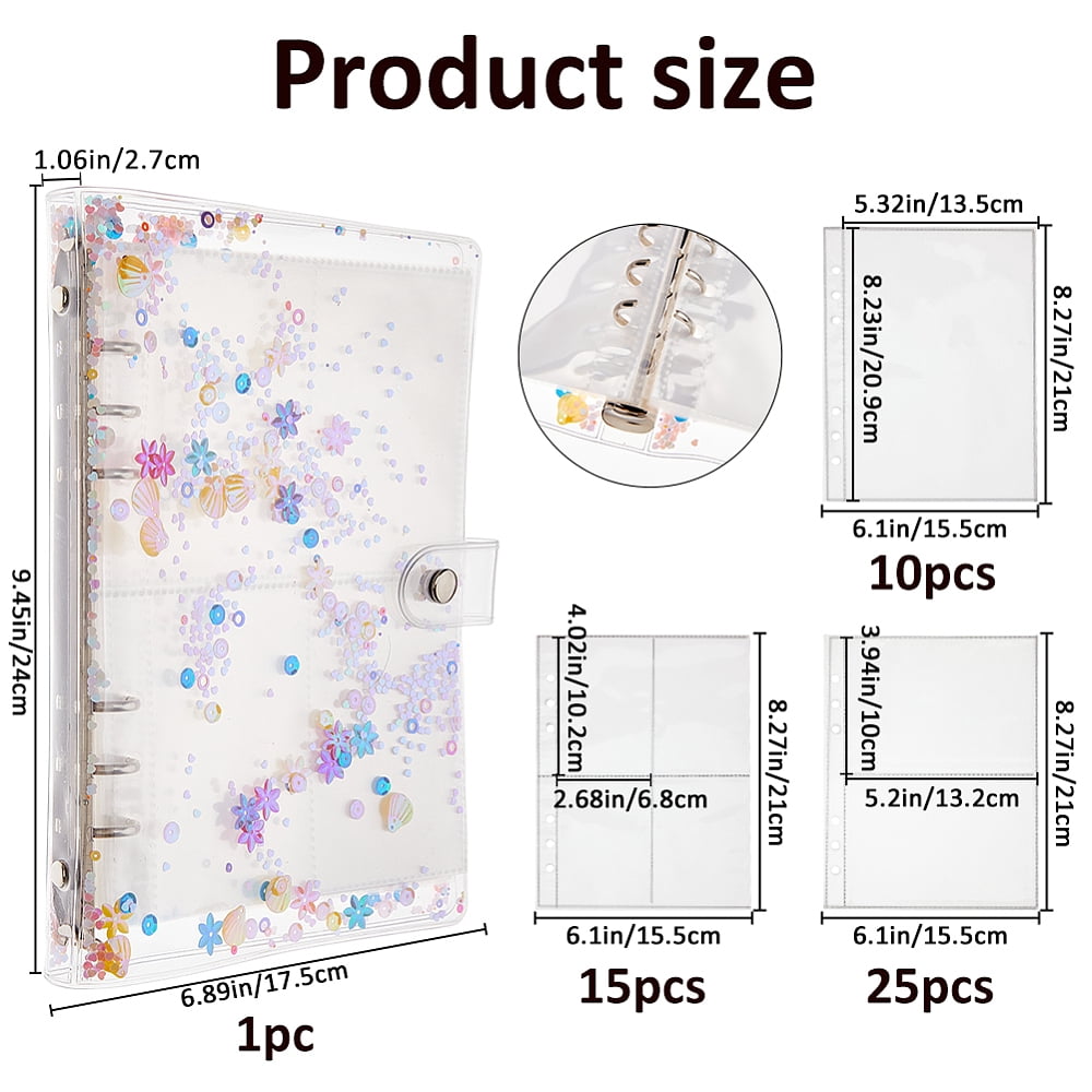 A5 Stickers Binder Organizer with 50 Sheets Binder Pockets Sticker Storage Display Book PVC Transparent Shell Collect Sticker Album