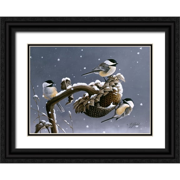 Goebel, Wilhelm 14x11 Black Ornate Wood Framed with Double Matting Museum Art Print Titled - Winter Trio