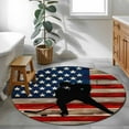 thumbnail image 3 of Small Round Rug 3Ft Washable Non-Slip, American Flag Circle Area Rugs for Living Room Bedroom, Blue Red USA Flag Retro Hockey Indoor Floor Mats Carpet Runner for Home Decor, 3 of 8