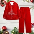 thumbnail image 2 of Womens Pajama Sets Christmas Lapel Print Santa Holiday Snowflakes Long Sleeve Pant Set Red Women's Sleepwear L, 2 of 3