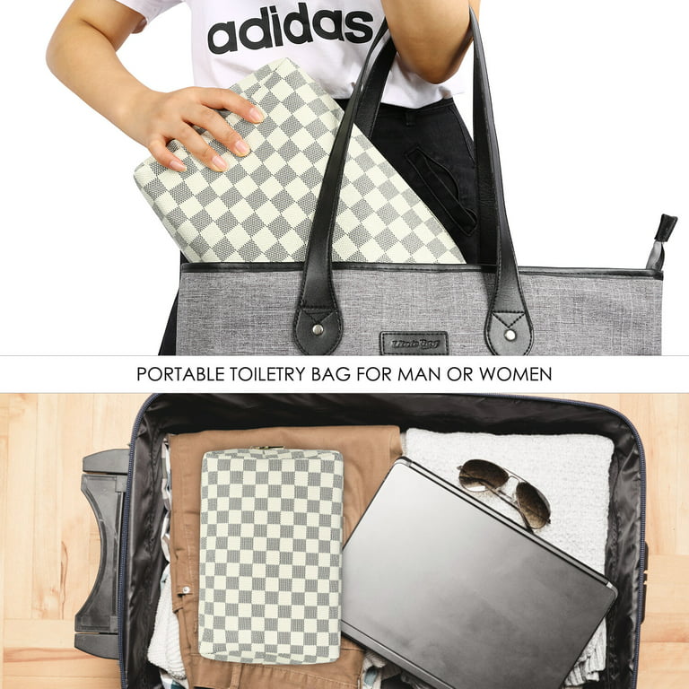 Aokur Makeup Bag Checkered Cosmetic Bag Large Travel Toiletry Organize