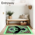 thumbnail image 3 of ODIKA 8'x10' Machine Washable Non-Slip Area Rug, Mystic Raven with Gothic Floral Accents and Interlocking Ornaments High Traffic Rug with Pad, Green, 730339, 3 of 8