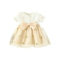 thumbnail image 2 of Edvintorg Toddler Girl Summer Outfits Cute Baby Girl Lace Knit Pineapple Mesh Bow Dresses Short Sleeved Dress 6Months-3Years, 2 of 7