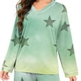 thumbnail image 7 of qelini Plus Size Pajama Sets for Women Cute Print V Neck Long Sleeve Shirt and Pant Sleepwear Soft Cozy Loungewear, 7 of 7