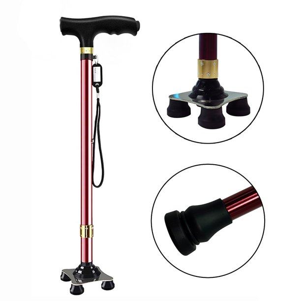 Quad Cane ,Walking Cane for Seniors,Men & Women,Telescopic NonSlip