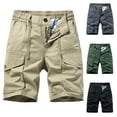 thumbnail image 5 of Mens Cargo Shorts with Multi Pockets Drawstring Elastic Waist Straight Leg Solid Work Shorts Outdoor Short Pants Black,2XL, 5 of 6